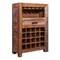 Saltoro Sherpi 43 Inch Single Drawer 20 Bottle Wine Storage Cabinet with Stemware Hanger, Brown-